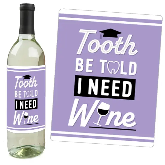 Big Dot of Happiness Dental School Grad - Dentistry and Hygienist Graduation Party Decorations for Women and Men - Wine Bottle Label Stickers - 4 Ct {6}