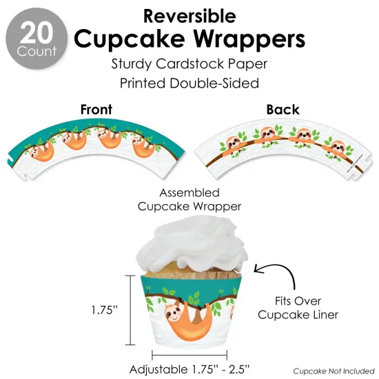 Big Dot of Happiness Let&rsquo;s Hang - Sloth - Baby Shower or Birthday Party Favors and Cupcake Kit - Fabulous Favor Party Pack - 100 Pieces {6}