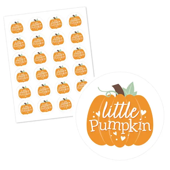 Big Dot of Happiness Little Pumpkin - Fall Birthday Party or Baby Shower Circle Sticker Labels - 24 Count {3}