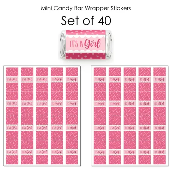 Big Dot of Happiness It&rsquo;s a Girl - Mini Candy Bar Wrapper Stickers - Pink Baby Shower Small Favors - 40 Count {4}
