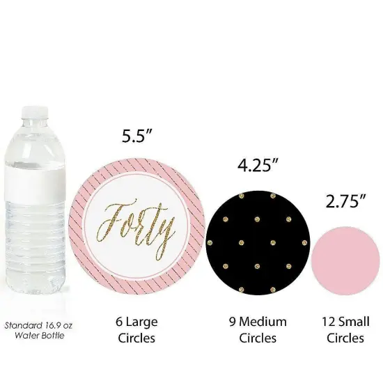 Big Dot of Happiness Chic 40th Birthday - Pink, Black and Gold - Birthday Party Giant Circle Confetti - Birthday Party D&eacute;cor - Large Confetti 27 Count {4}
