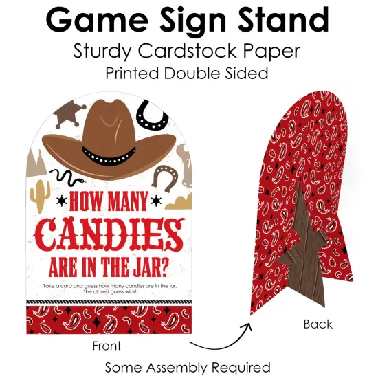 Big Dot of Happiness Western Hoedown - How Many Candies Wild West Cowboy Party Game - 1 Stand and 40 Cards - Candy Guessing Game {6}
