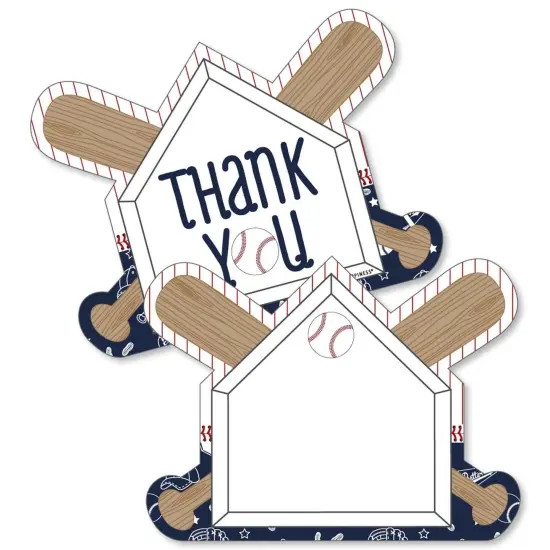Big Dot of Happiness Batter Up - Baseball - Shaped Thank You Cards - Baby Shower or Birthday Party Thank You Note Cards with Envelopes - Set of 12 {1}