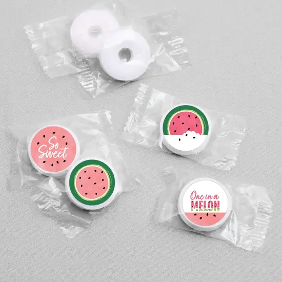 Big Dot of Happiness Sweet Watermelon - Fruit Party Round Candy Sticker Favors - Labels Fits Chocolate Candy (1 sheet of 108) {4}