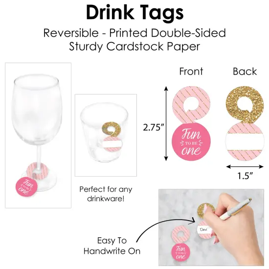 Big Dot of Happiness 1st Birthday Girl - Fun to be One - First Birthday Party Paper Charger and Table Decorations Chargerific Kit Place Setting for 8 {7}