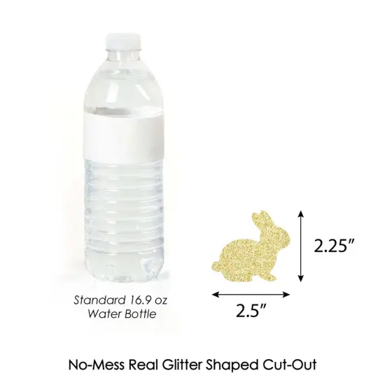 Big Dot of Happiness Gold Glitter Bunnies Party Straws - No-Mess Real Gold Glitter Cut-Outs & Decorative Easter Paper Straws - Set of 24 {7}