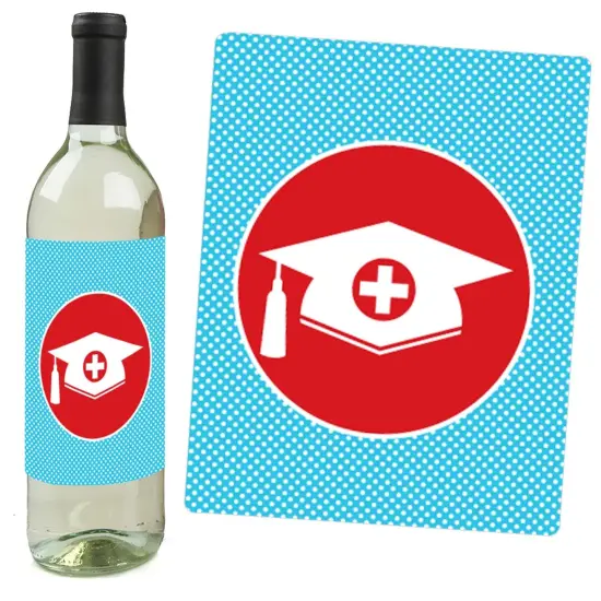 Big Dot of Happiness Nurse Graduation - Medical Nursing Graduation Party Decorations for Women and Men - Wine Bottle Label Stickers - Set of 4 {6}