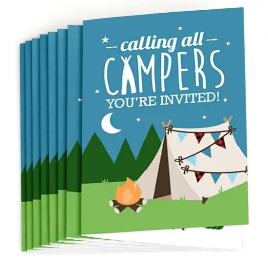 Big Dot of Happiness Happy Camper - Fill In Camping Baby Shower or Birthday Party Invitations (8 count) {3}