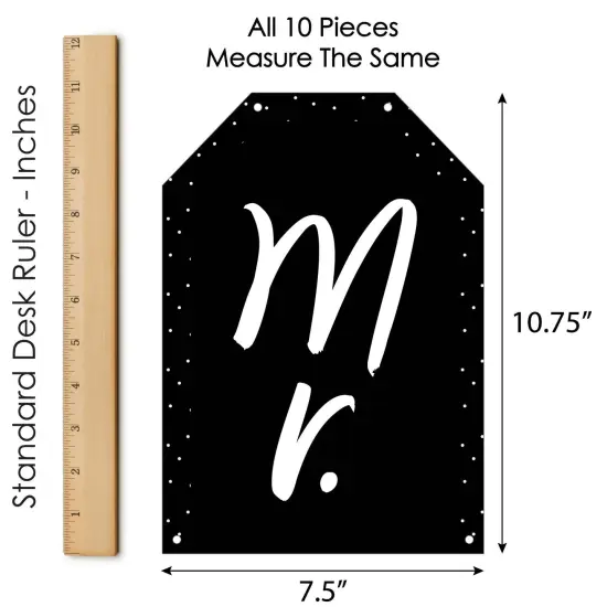 Big Dot of Happiness Mr. and Mrs. - Hanging Vertical Paper Door Banners - Black & White Wedding, Bridal Shower Wall Decoration Kit - Indoor Door Decor {7}