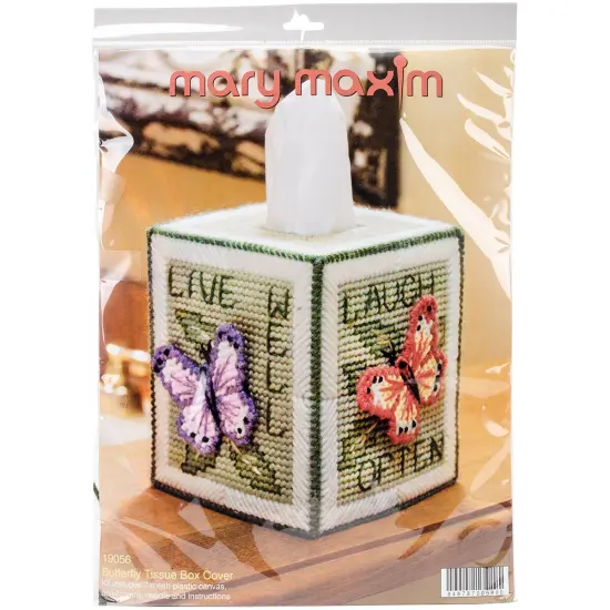 Mary Maxim Plastic Canvas Tissue Box Kit 5"-Butterfly {1}