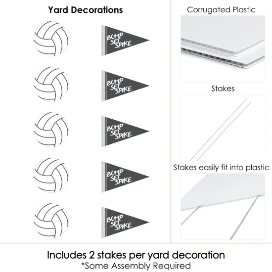 Big Dot of Happiness Bump, Set, Spike - Volleyball Lawn Decorations - Outdoor Baby Shower or Birthday Party Yard Decorations - 10 Piece {7}