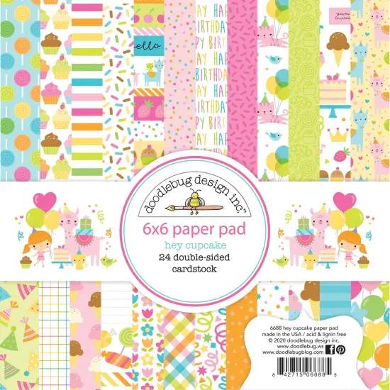 Doodlebug Double-Sided Paper Pad 6"X6" 24/Pkg-Hey Cupcake {1}