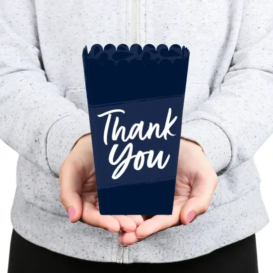 Big Dot of Happiness Navy Blue Elegantly Simple - Guest Party Favor Popcorn Treat Boxes - Set of 12 {6}