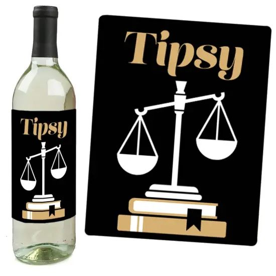 Big Dot of Happiness Law School Grad - Future Lawyer Graduation Party Decorations for Women and Men - Wine Bottle Label Stickers - Set of 4 {5}