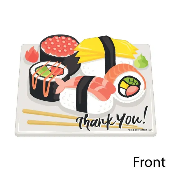 Big Dot of Happiness Let's Roll - Sushi - Shaped Thank You Cards -Japanese Party Thank You Note Cards with Envelopes - Set of 12 {4}
