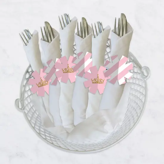 Big Dot of Happiness Little Princess Crown - Pink and Gold Princess Baby Shower or Birthday Party Paper Napkin Holder - Napkin Rings - Set of 24 {4}
