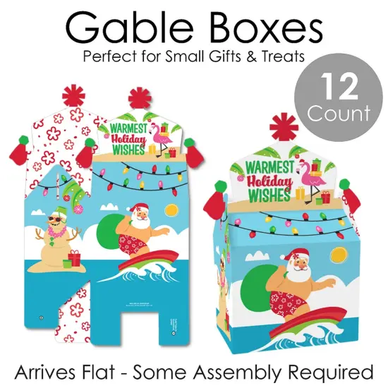 Big Dot of Happiness Tropical Christmas - Treat Box Party Favors - Beach Santa Holiday Party Goodie Gable Boxes - Set of 12 {7}