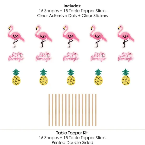 Big Dot of Happiness Pink Flamingo - Party Like A Pineapple - Tropical Summer Party Centerpiece Sticks - Table Toppers - Set of 15 {7}