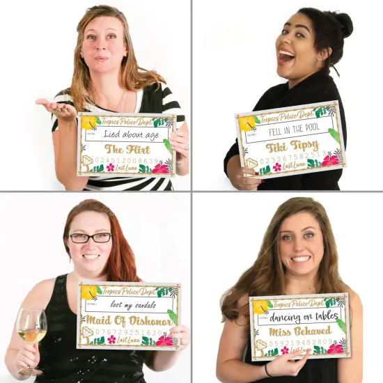 Big Dot of Happiness Last Luau - Tropical Bachelorette Party and Bridal Shower Mug Shots - Photo Booth Props Kit - 20 Count {4}