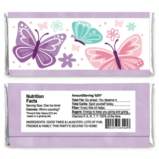 Big Dot of Happiness Beautiful Butterfly - Candy Bar Wrapper Floral Baby Shower or Birthday Party Favors - Set of 24 {3}
