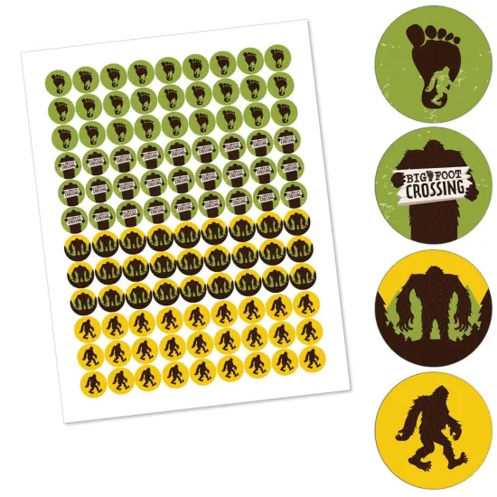 Big Dot of Happiness Sasquatch Crossing - Bigfoot Party or Birthday Party Round Candy Sticker Favors - Labels Fits Chocolate Candy (1 sheet of 108) {3}