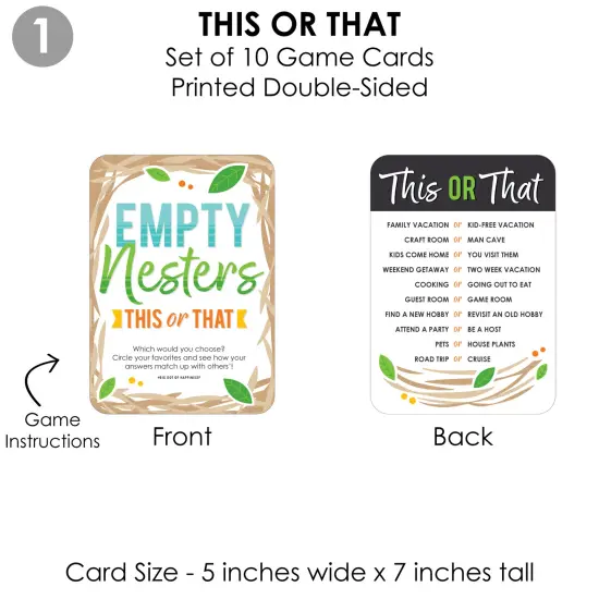 Big Dot of Happiness Empty Nesters - 4 Empty Nest Party Games - 10 Cards Each - Gamerific Bundle {6}
