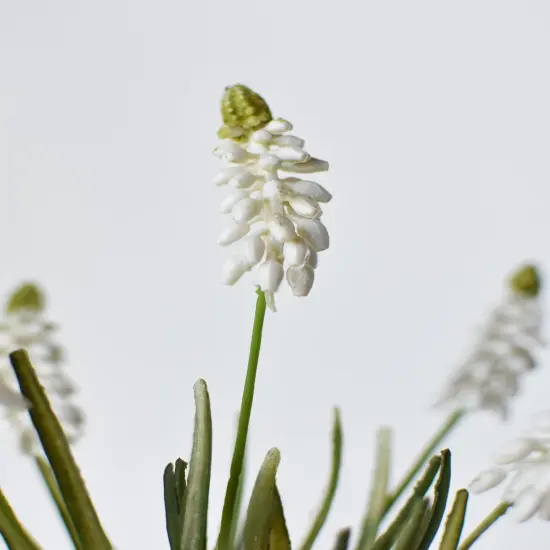 12.5" Faux White Muscari Bush Grape Hyacinth {3}