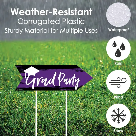 Big Dot of Happiness Purple Graduation Party Sign Arrow - Double Sided Directional Yard Signs - Set of 2 {4}