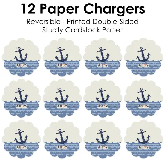Big Dot of Happiness Ahoy - Nautical - Baby Shower or Birthday Party Round Table Decorations - Paper Chargers - Place Setting For 12 {7}