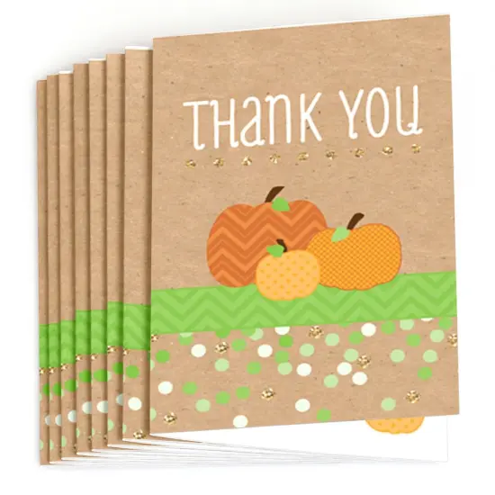 Big Dot of Happiness Pumpkin Patch - Fall, Halloween or Thanksgiving Baby Shower or Birthday Party Thank You Cards (8 count) {3}