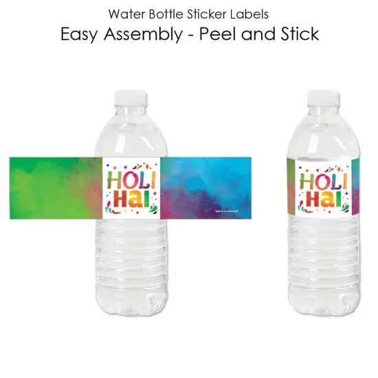 Big Dot of Happiness Holi Hai - Festival of Colors Party Water Bottle Sticker Labels - Set of 20 {3}