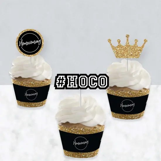 Big Dot of Happiness Hoco Dance - Cupcake Decoration - Homecoming Cupcake Wrappers and Treat Picks Kit - Set of 24 {4}