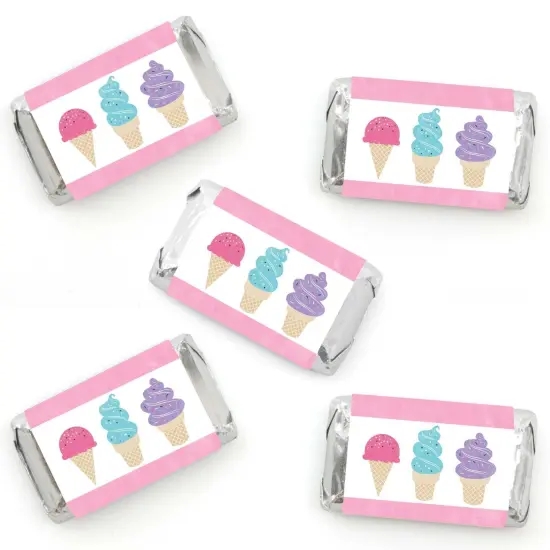 Big Dot of Happiness Scoop Up the Fun - Ice Cream - Mini Candy Bar Wrapper Stickers - Sprinkles Party Small Favors - 40 Count {1}