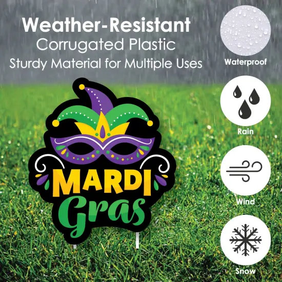 Big Dot of Happiness Colorful Mardi Gras Mask - Lawn Decorations - Outdoor Masquerade Party Yard Decorations - 10 Piece {6}