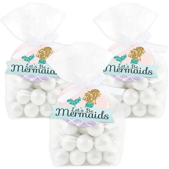 Big Dot of Happiness Let&rsquo;s Be Mermaids - Baby Shower or Birthday Party Clear Goodie Favor Bags - Treat Bags With Tags - Set of 12 {1}