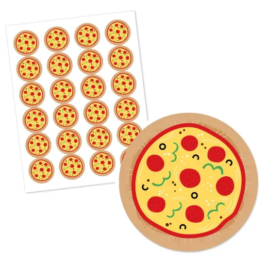 Big Dot of Happiness Pizza Party Time - Baby Shower or Birthday Party Circle Sticker Labels - 24 Count {3}
