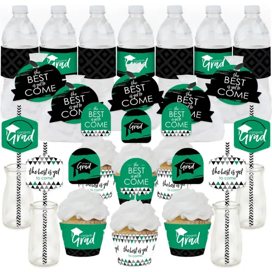 Big Dot of Happiness Green Grad - Best is Yet to Come - Green Graduation Party Favors and Cupcake Kit - Fabulous Favor Party Pack - 100 Pieces {1}