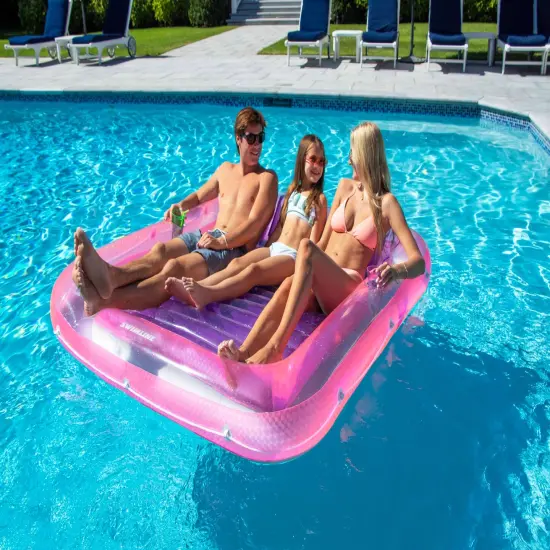 Swimline Pink Inflatable Swimming Pool XL Suntan Lounger with Pillows 70" {3}