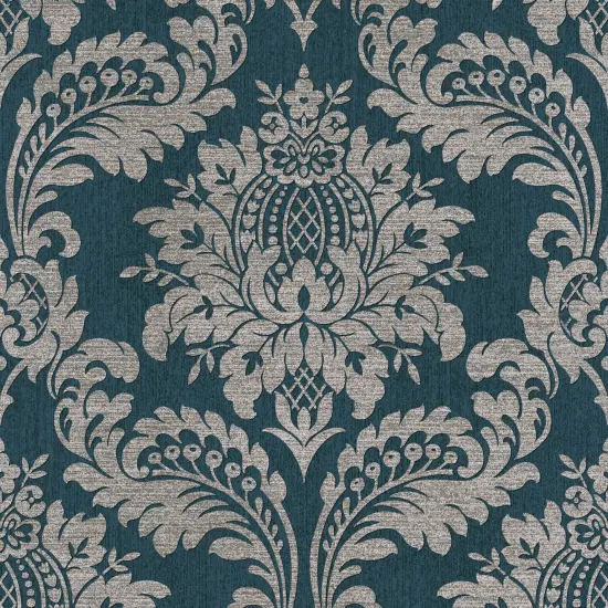 Archive Damask Teal and Gold Wallpaper {2}
