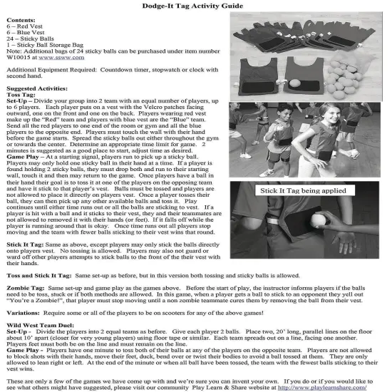 S&S Worldwide Dodge-It Tag Adult Vest. Easy to Put on Vest Have Hook and Loop Panels On Both Sides of Vest.Balls with Loops Stick to Them. Will Fit MostTeens and Adults. Pack of 12. {7}