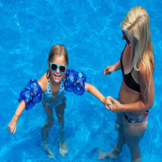 Swimline Set of 2 Inflatable Blue Nautical Arm Floats 7.5" {3}