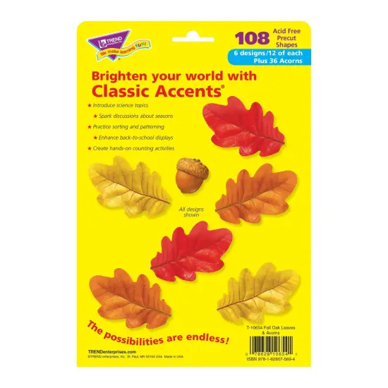 Fall Oak Leaves & Acorns Classic Accents&reg; Variety Pack, 108 Per Pack, 3 Packs {3}
