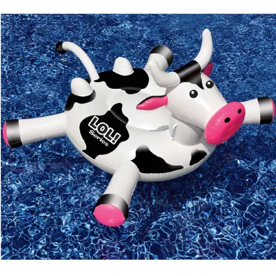 Swim Central Inflatable Black and White Ride-On Cow Novelty Swimming Pool Float, 54-Inch {3}