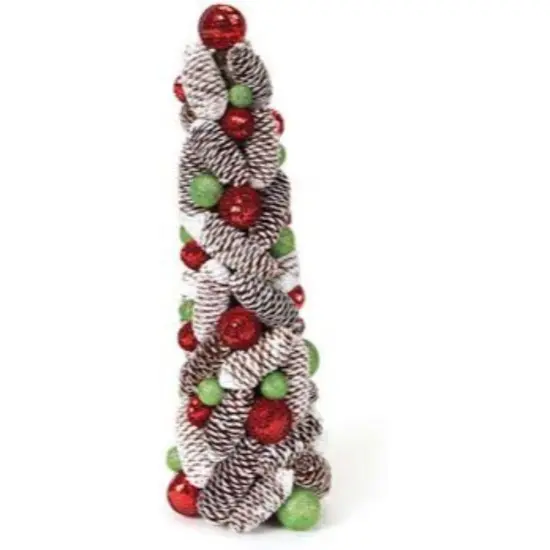 Melrose 1.5' Red and White Pine Cone Topiary Christmas Tree - Unlit {4}