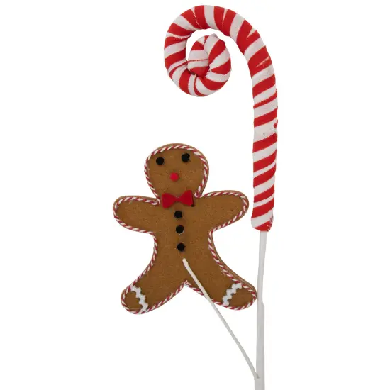 Northlight 28" Gingerbread and Candy Cane Swirls Christmas Spray Red {5}