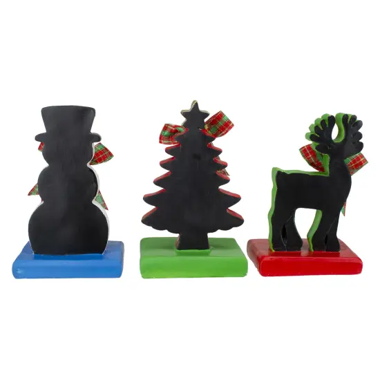 Northlight Reindeer, Tree, and Snowman Chalkboard Christmas Stocking Holders - 7" - Set of 3 Red {4}
