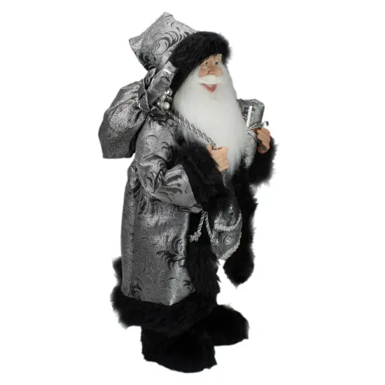 Northlight 24" Santa Claus with Gifts Christmas Figure - Silver and Black {5}