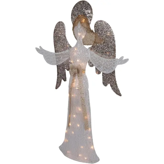 Northlight 49.25" LED Lighted White and Gold Angel Christmas Decoration {4}