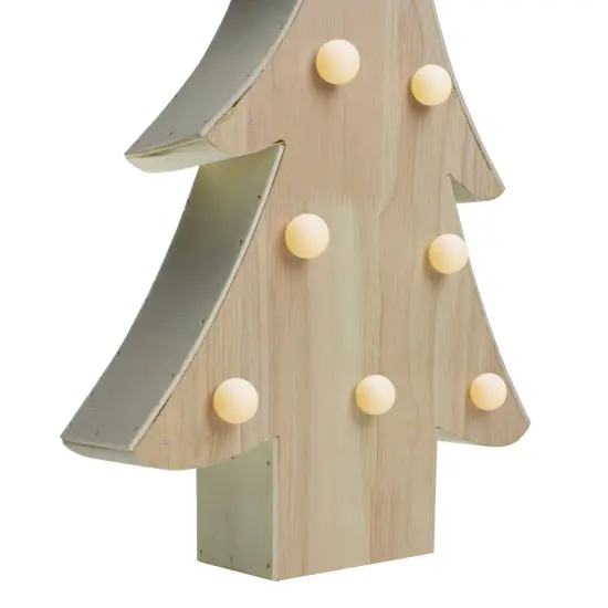Northlight Lighted 3D Wooden Christmas Tree Decoration - 15" Beige {6}
