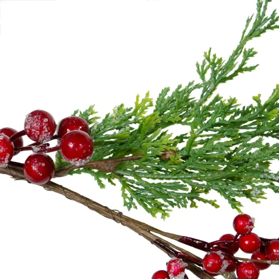 Northlight Real Touch&trade;️ Iced Berries and Pine Artificial Christmas Garland- 5' x 10" - Unlit Green {6}